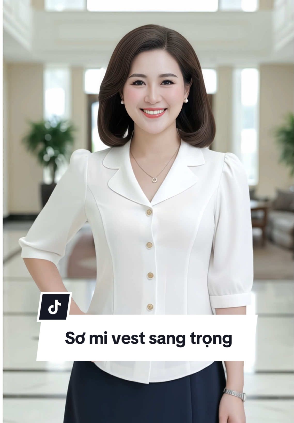 Áo sơ mi công sở nữ cổ vest tay lửng – Thanh lịch & Sang trọng #aosomi #aosominu #thoitrangtrungnien #xuhuong #mimimedep 