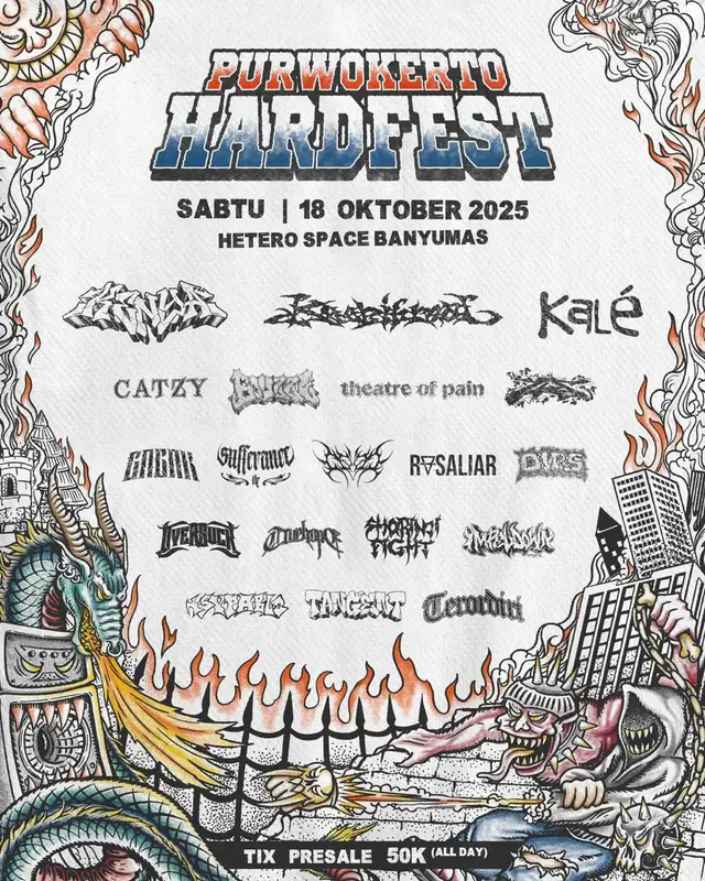 Voicehell Present  “PURWOKERTO HARDFEST 2025” tgl 18-19 oktober Comfrim line up  @kenyakingdown  @keepitreal.hc  @ziip @finalattackjhc  @noexcusehc  @ztwoz.hc  @bouzze.hc  @peachoftoday  @gagakhardcore  @toreuphc_  @beanz.hc  @oversuckbnhc  @rusaliarhc  @confusionmedicine  @impeldownhc   @scurrybhc  @depths.cult  @burndown.572  @_amarka_  @barnacleboy.hc  @doomies.hc  @shorinjifighthc  @sleepyhusky.chc  @trailblaze.hc  @uncrowned.hardcore  @crucialpointpwt  @ceecmusicofc  @terordiri  @svnof4beach.hc  @moveitdips_  @catzy.lazy  @untilswoons  @soundsofpain.hc  @yourfvckingface  @tangentxreal  @tsupablotheband  @truehopeseeker  @kaleband  TICKET SUDAH TERSEDIA DI LINK BIO! MASIH ADA BEBERAPA LINE UP LAGI 18 -19 Oktober 2025  Venue at Purwokerto  Persale pertama 50K  Artwork by @tehadeka Media Partners & Komunitas @pasukanngonser @sobatgigs___ @konserraya_ @polisiskena.fvk.yu @SANTGIGS @pwtmovement @fanbase_banjarnegara @bloodrelativesfamilia @gigsteria_id @lbfamilia_ @_t.c.h.c_ @sector5316 @santriharhor @seputar_fanbase @92streetbrotherhood @acarakitanet @suarakansabotage @sebataskabar @raungshow @rukunwarga_kolektif @five__seven__two @storyskena @skena.ambyar @spiff_up_the_rat @youthbreath_btown @heartcorner @carclezextreme_music @here.and__now @mancuree @rockinhell_official @vose.media @superpowerbigfamilia_ @trashxsuit @bdpf.0122 @evolved_rock  More info  Aldiz Melodic / 08999129129 #purwokertohardfest #hardcore #berandatiktok 