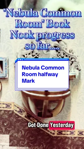 This is how far we got in YESTERDAYS LIVE, today we will definitely be finishing this awesome nook. I'm super obsessed with all the little Harry Potter easter eggs in this nook, if you know me you know how obsessed with HP I am! I can't wait to finish this! If you see I'm live when you see this video come hang out! #booknook #ravenclaw #harrypottercrafts #booknookshelf 