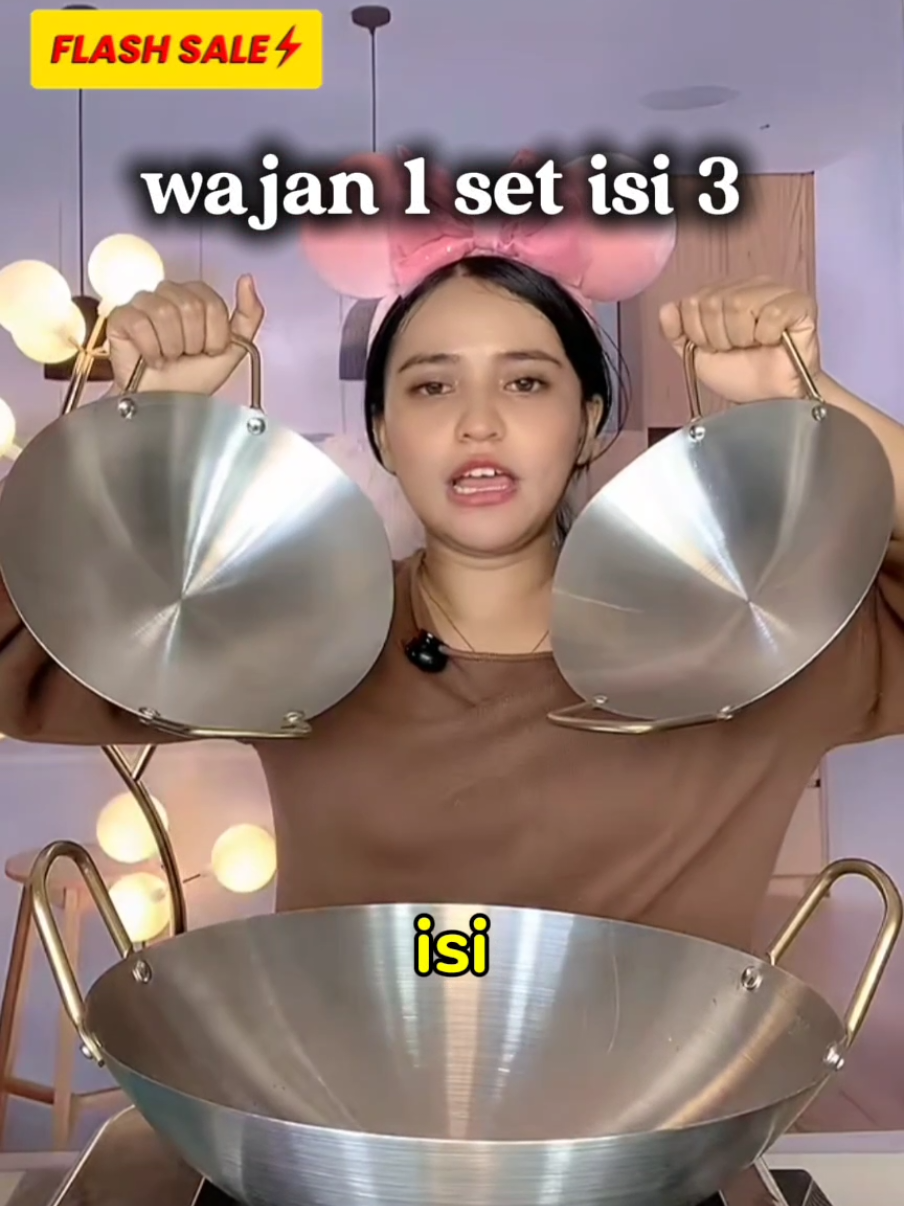 Wajan Stainless isi 3  ukuran 22 cm 24 cm dan 28 cm  #wajanstainless #wajanmurah #wajanantilengket #wajan #promomakangajian 