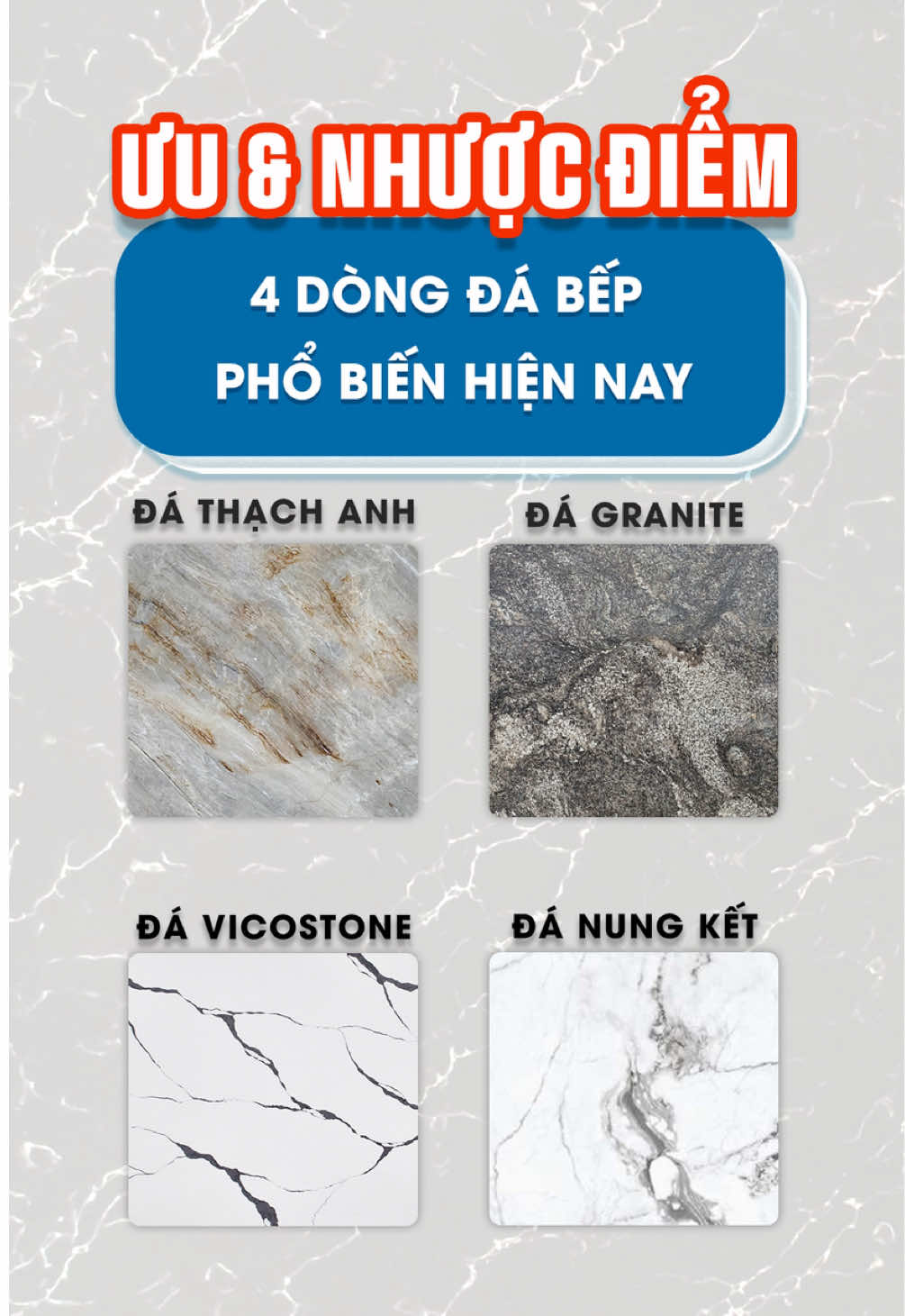 Ưu và nhược điểm của 4 dòng đá bếp phổ biến nhất hiện nay #danungket #xuhuong #daopbep #viral #daoplat 