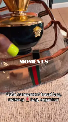 Cute transparent travel bag, makeup 💄 bag, organizer #makeupbagessentials #travelbagpack #girltravelhacks 