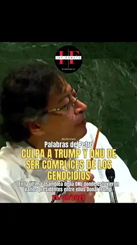 🌍 #ONU2025 | En su intervención en la Asamblea General, Gustavo Petro fue directo: 🗣️ Señaló que Donald Trump y varios de los presentes en la sala son cómplices de genocidios, en referencia a la tragedia en Gaza. ⚡ Su discurso encendió tensiones en el pleno, al acusar a las potencias de guardar silencio frente a crímenes contra la humanidad. #Petro #ONU #Trump #Gaza 