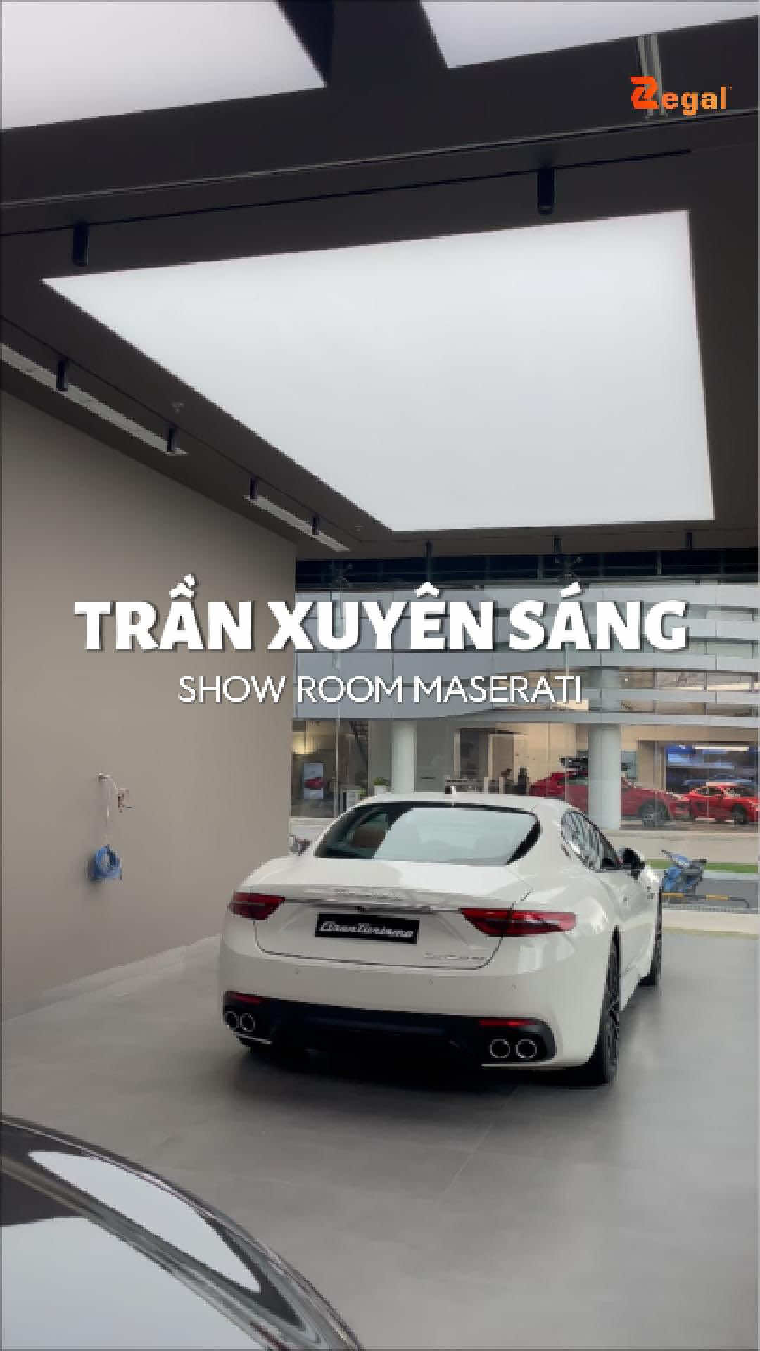 Trần xuyên sáng tại showroom Maserati Việt Nam #ZEGALV #Barrisol #tranxuyensang #Stretchceiling #fyp 