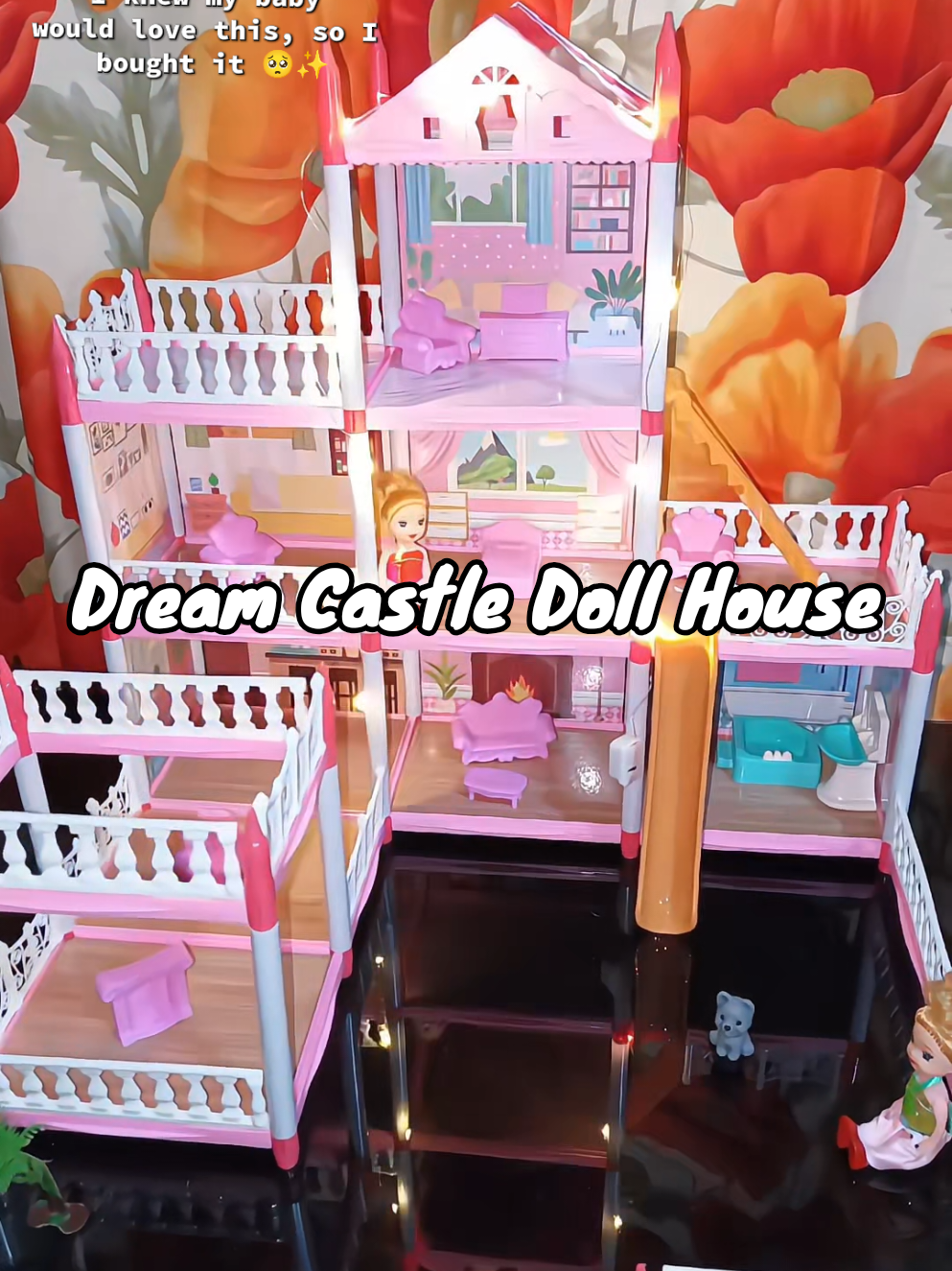 The Princess Dream Castle Doll HoUse is a big, beautiful playset with multiple rooms, terraces, lights, furniture, and dolls- perfect for pretend play and sparking your child's  imagination. Easy to assemble and fun to decorate, it's a dream toy for any little princess. Baby toys recommendation 😍💯 #dollhouse  #castlehouse  #dreamcastle  #diydollhouse  #giftideas 