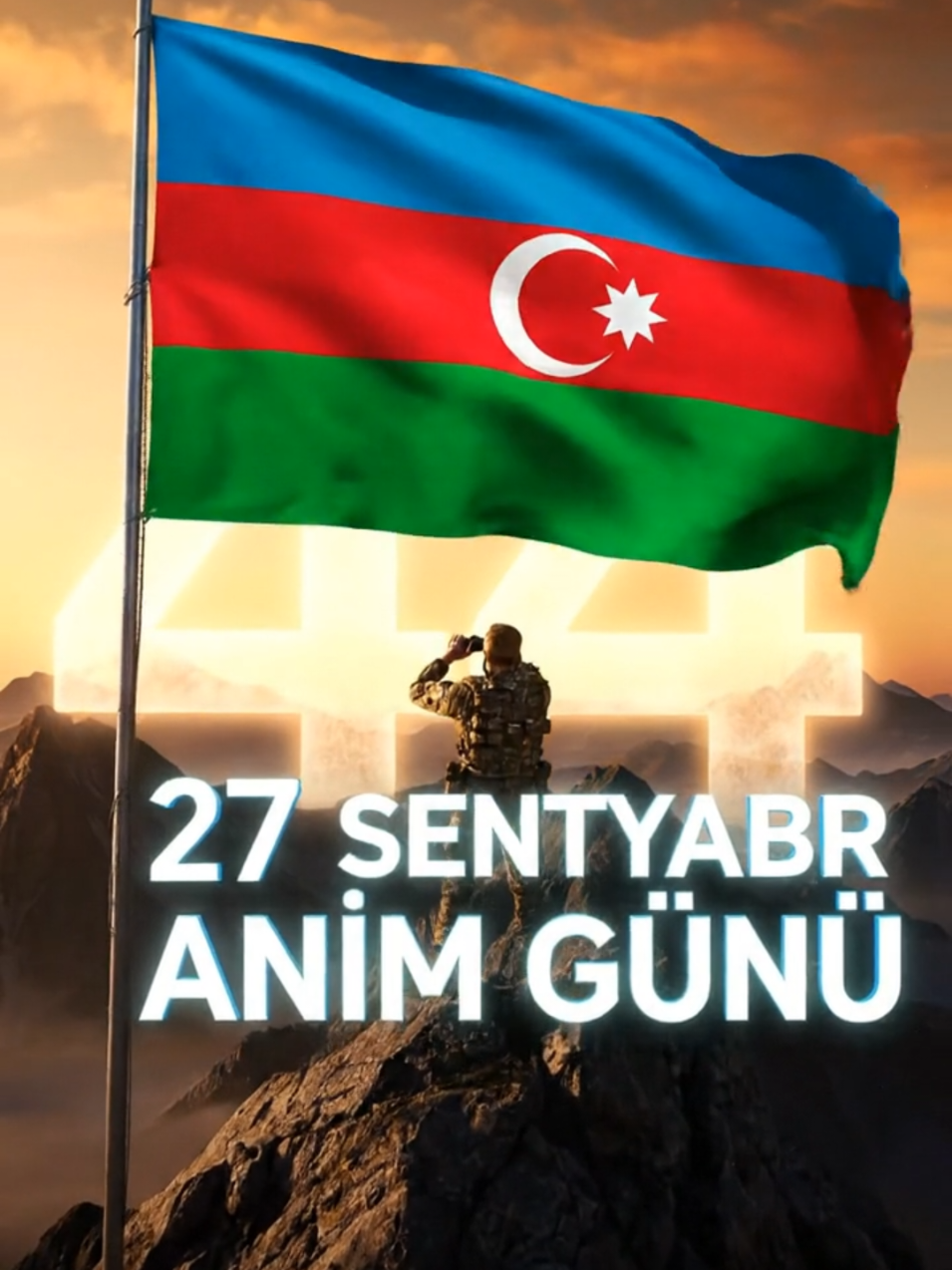 27 Sentyabr  Anım Günü 🇦🇿 Bu gün biz qəhrəman şəhidlərimizi minnətdarlıqla xatırlayırıq. Onların qanı ilə suvarılan torpaq azadlığın, bayrağımızın ucalığının simvoludur. Ruhunuz şad olsun, igidlər! Siz Vətən tarixinin əbədi qəhrəmanlarısınız.