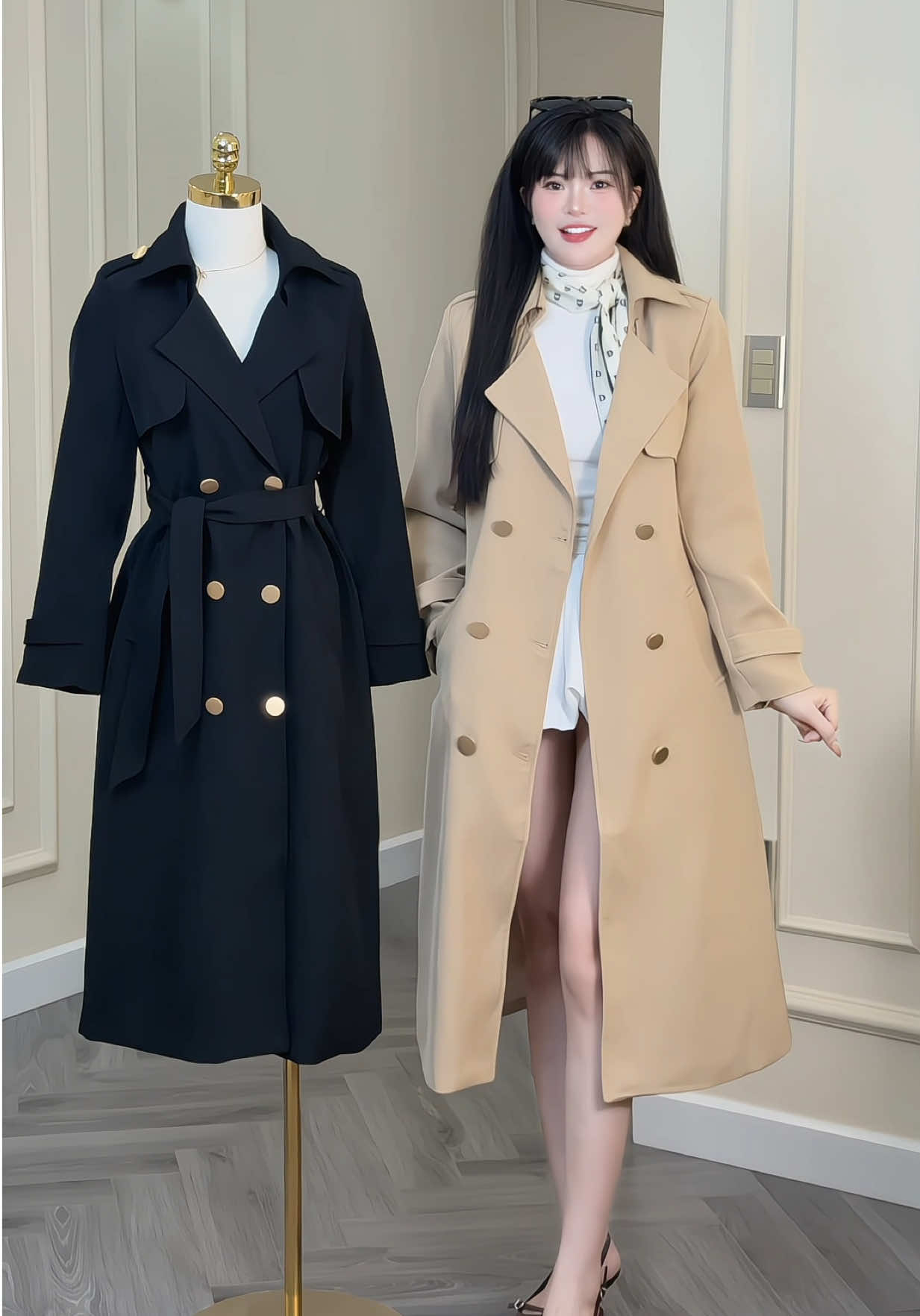 Áo khoác mangto nữ dáng dài 2 lớp sang chảnh #champhanriview #aokhoac #mangto 