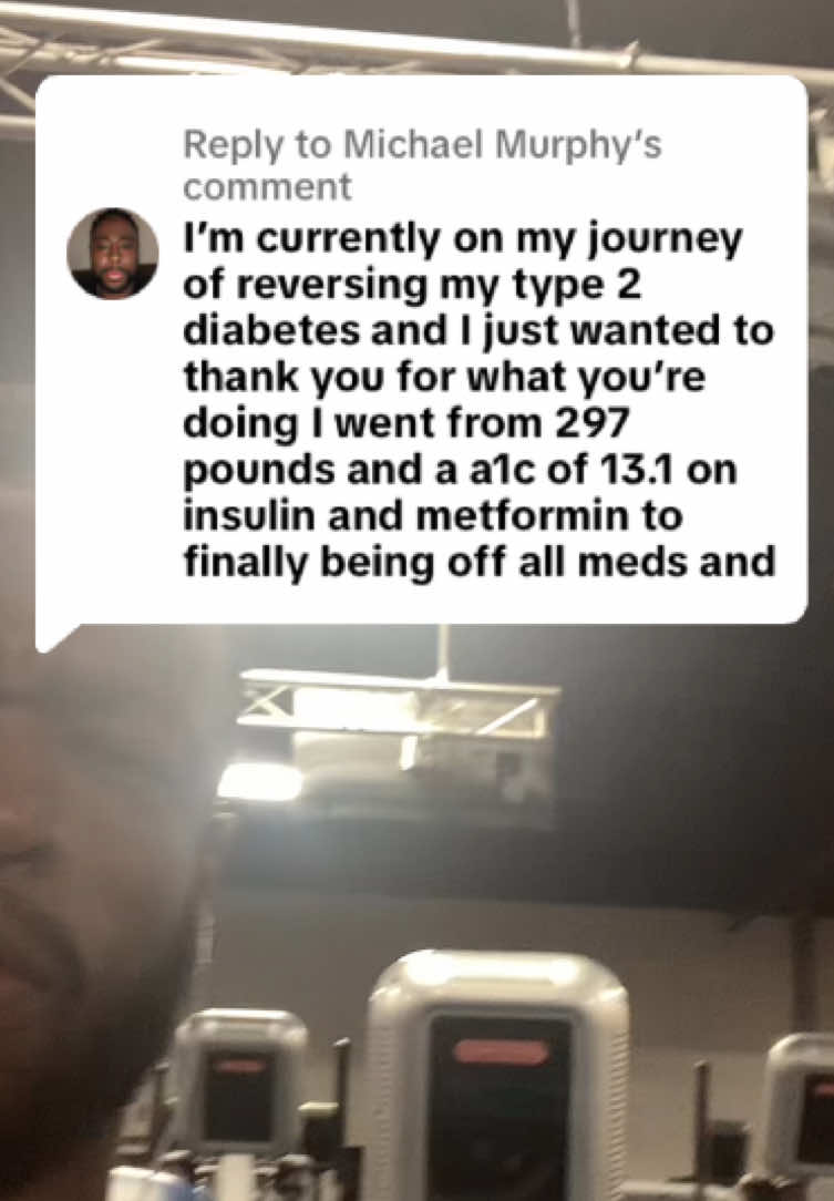 Replying to @Michael Murphy Congrats Bro 👏🏾From 297 lbs, A1C 13.1 on insulin and metformin… to 180 lbs A1C 5.2 off all meds. That’s how you reverse type 2 diabetes by fixing insulin resistance. Don’t take your foot off the gas we’re in this together💪🏾#type2diabetes #insulinresistance #prediabetes #diabetesawareness #bloodsugar 