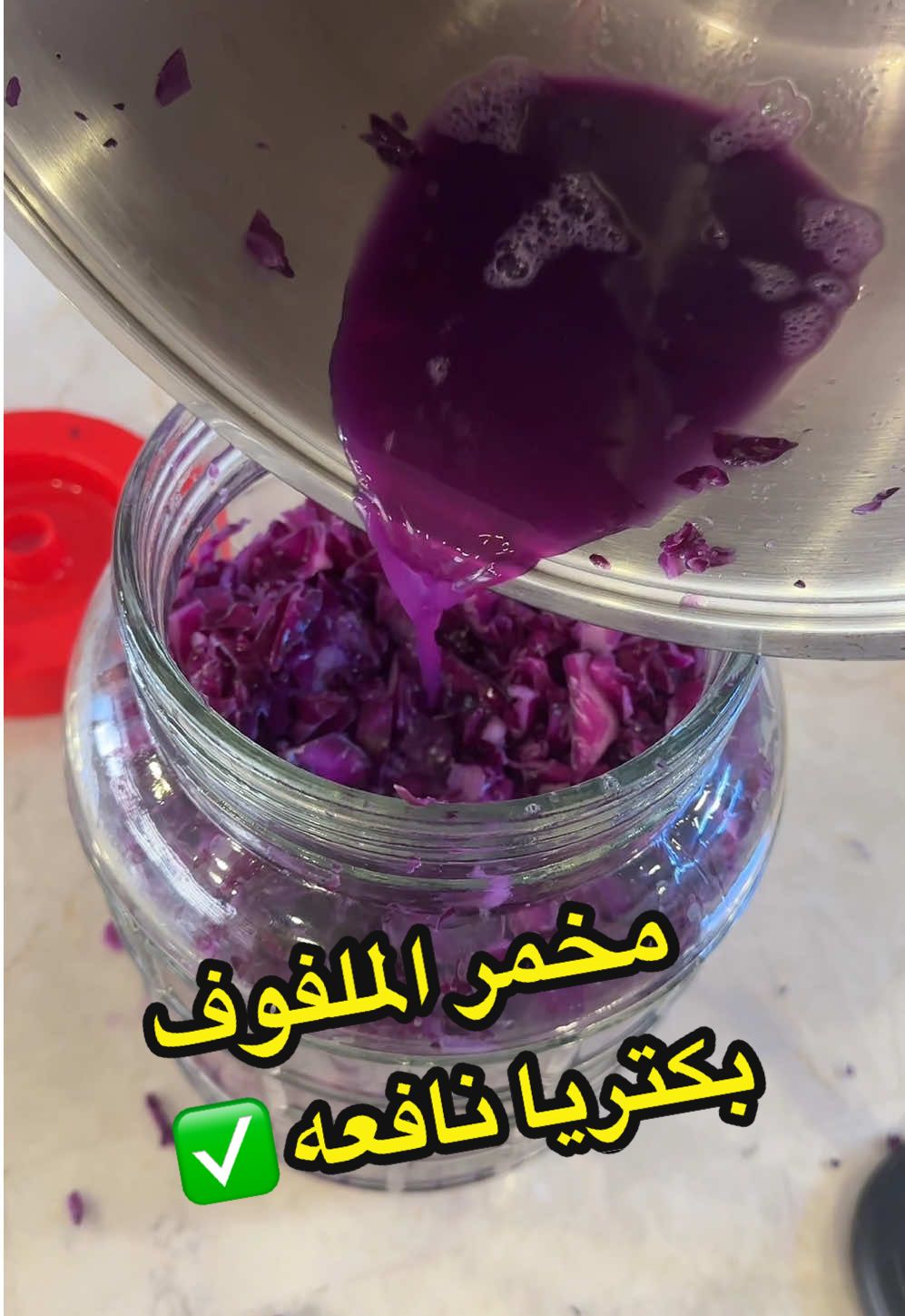 مخمر الملفوف البكتريا النافعه فوائد مخمر اللهانه فوائد مخمر الملفوف فوائد اللكتريا النافعه اعداد دكتوره دينا القيسي 5 ‫مخمر الملفوف الأبيض العضوي ( ساوركراوت )‬‎ مخمر الملفوف، أو ما يُعرف بالساوركراوت (Sauerkraut)، هو نوع من الملفوف المُخمر بواسطة البكتيريا النافعة، ويشتهر بفوائده الصحية العديدة مثل تحسين الهضم وتقوية جهاز المناعة بفضل محتواه من البروبيوتيك والفيتامينات والمعادن. يُحضر بتخمير الملفوف المقطع بالملح، ويمكن استهلاكه مع السندويشات والسلطات والعديد من الأطباق الأخرى.   طريقة التحضير الأساسية: المكونات: رأس ملفوف أبيض أو أحمر، وملح بحري خشن.  التقطيع: يُقطع الملفوف جيداً.  الفرك بالملح: يُضاف الملح إلى الملفوف ويُفرك جيداً حتى يخرج الماء منه.  الفرز: يُترك الخليط لمدة ساعة إلى عدة ساعات ليخرج كل الماء.  التعبئة: يوضع الملفوف في برطمان معقم ويُضغط جيداً ليغطي السائل الملحوظ الملفوف بالكامل.  التخمير: يُترك في مكان مظلم ومعتم لمدة أسبوع إلى 10 أيام حسب حرارة الجو، مع فتح الغطاء يومياً لإخراج الغازات.  الحفظ: يُحفظ بعد ذلك في الثلاجة ويُفضل استهلاكه خلال شهرين إلى ثلاثة.  الفوائد الصحية: تحسين الهضم: يحتوي على البروبيوتيك (البكتيريا النافعة) التي تساعد في تعزيز صحة الأمعاء وتحسين عملية الهضم.  تقوية المناعة: غني بفيتامين C و K1 و K2، ومضادات الأكسدة التي تدعم جهاز المناعة.  تنقية الجسم: يساعد في تنظيف الجسم من السموم ويعمل على تثبيط نمو البكتيريا الضارة.  مغذي: مصدر غني بالعديد من الفيتامينات والمعادن الضرورية لصحة الجسم بشكل عام.  تحسين الهضم وصحة القولون: يحتوي على بكتيريا نافعة تساعد على تعزيز الهضم وتسهيل مرور المواد الغذائية في الأمعاء. دعم الجهاز المناعي: بفضل المكونات الطبيعية مثل الثوم الهندي والكزبرة، يعزز المخمّر من صحة الجهاز المناعي. تحسين صحة البشرة: يساعد المخمّر على تحسين صحة الجلد بفضل مضادات الأكسدة الموجودة في المكونات. ومخلل الملفوف أو الكرنب (ساوركراوت) لصحتك 2:38 - فوائد الملفوف: فيتامين U، الجلوتاثيون، والغلوتامين. 4:16 - خصائص الكيمتشي المخمرة: الثوم، الزنجبيل، والفلفل الحار. 5:19 - الكيمتشي لفقدان الوزن وتحسين حساسية الإنسولين. 6:25 - أهمية تناول الكيمتشي والمخلل نيئًا للحفاظ على الفوائد الصحية. فوائد الساوركراوت (المخلل): يحتوي على Lactobacillus plantarum، وهو ميكروب قوي يعزز صحة الأمعاء. غني بـ L. brevis لدعم المناعة وتقوية الجهاز الهضمي. يحتوي على فيتامين U الذي يساعد في علاج قرحة المعدة والتهابات الجهاز الهضمي. غني بمضادات الأكسدة مثل الجلوتاثيون والأنثوسيانين، مما يساعد على التخلص من السموم وتحسين الصحة العامة. طعمه خفيف، مما يجعله خيارًا مثاليًا للأشخاص الذين يفضلون النكهات غير الحارة. فوائد الكيمتشي: يحتوي على مجموعة متنوعة من الميكروبات التي تعزز صحة الجهاز الهضمي. يحتوي على مكونات مخمرة مثل: الثوم: خصائص مضادة للسرطان والميكروبات. الزنجبيل: يعزز الهضم ويقلل الانتفاخ. الفلفل الحار: يحسن الدورة الدموية ويساعد على حرق الدهون. يعزز إنتاج السيروتونين والميلاتونين، مما يحسن النوم والمزاج. يساعد على فقدان الوزن عن طريق تحسين مقاومة الإنسولين وتنظيم السكر في الدم. غني بـ فيتامين C (أكثر بعشر مرات من الجرعة اليومية الموصى بها). أيهما أفضل؟ إذا كنت تبحث عن طعام خفيف ولطيف على المعدة، اختر الساوركراوت. إذا كنت بحاجة إلى المزيد من الفوائد المتنوعة ومميزات فقدان الوزن، اختر الكيمتشي. المهم هو تناولها نيئة للحصول على أقصى استفادة من البروبيوتيك والميكروبات المفيدة. مخمر الملفوف 💜💚  مخمر الملفوف (الساوركراوت) المصدر الأغنى بالبكتيريا المفيدة والأنزيمات الحية. المكونات :- ملفوف احمر او ابيض  ١ ملعقة كبيرة ملح  (نفرك الملفوف مع الملح جيدا حتى يخرج الماء من الملفوف ، نتركه ساعة ينزل كل الماء ، نحفظه في برطمان محكم الغلق )  تناول ملعقة واحدة يومياً، وستلاحظ الفرق ‼ من فوائد المخمر الخارقة التي تتحقق باستخدامه يومياً: تسهل الهضم. تقوي الأمعاء. تقوي جهاز المناعة. تنظف الجسم من السموم. منشطة لأنزيمات الكبد. منجم من الفيتامينات والمعادن . #Dr_Dina_alqaisy #iraq #بغداد #الشعب_الصيني_ماله_حل😂😂 #tiktok 