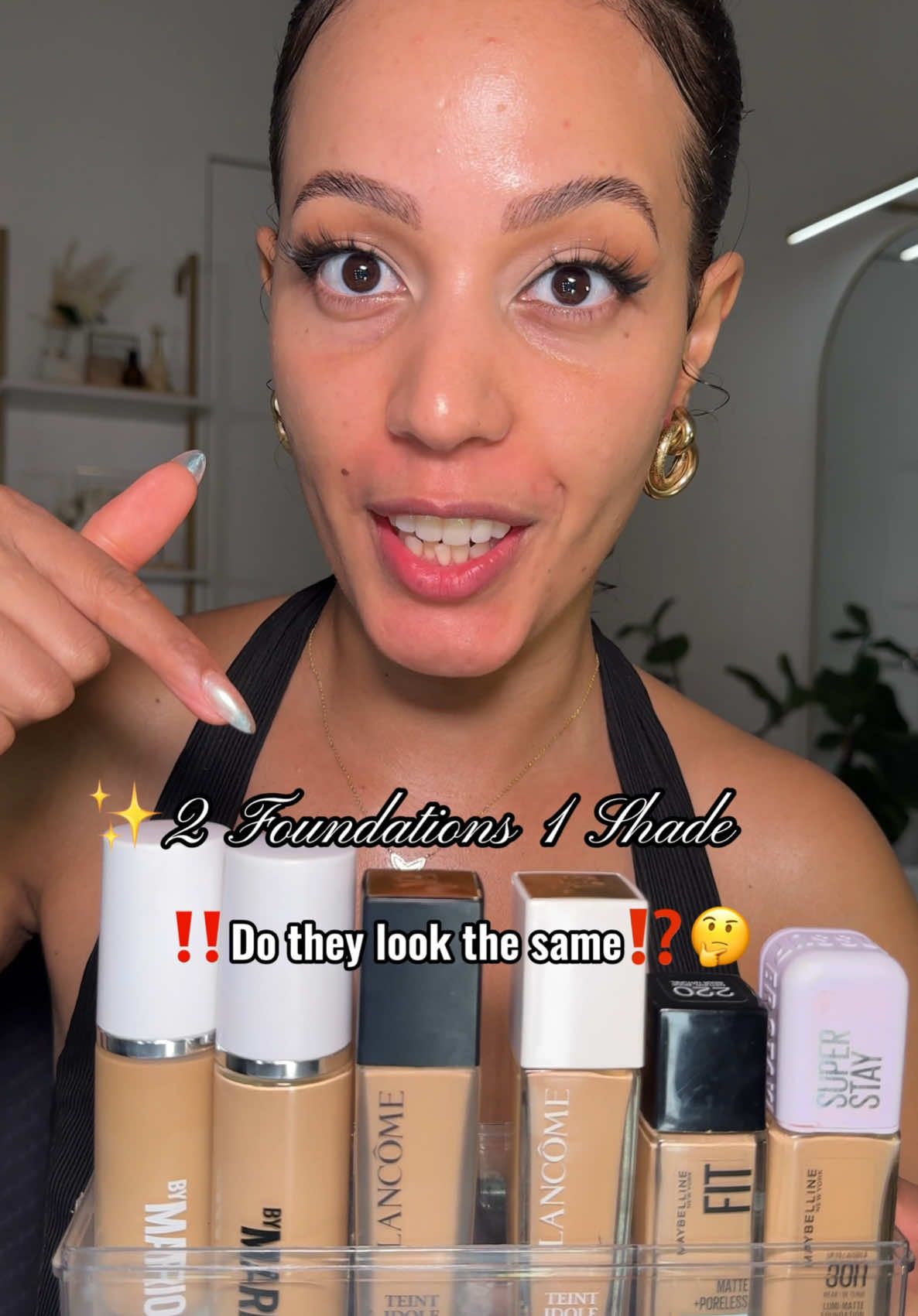 Part 1 New foundation shades series: ✨2 Foundations 1 Shade- Do they look the same⁉️🤔 After working in the beauty industry for over 7 years, I can promise you the same “shade” does NOT always equal the same color. Often times when a brand relaunches a foundation and changes the formula, the actual color of the shade changes, even if the shade name stays the same. In this case with the new @makeupbymario Surrealskin Natural Finish the foundation, the finish is clearly different but the actual shade stayed the same✅. Do you notice a difference at all? Are you team Radiant or team Matte⁉️🤔 #makeupbymario #makeupbymariofoundation #makeupbymariosurrealskin #shadetwins #lightmediumshadetwin #oliveskintone #oilyskinmakeup #foundationreview 