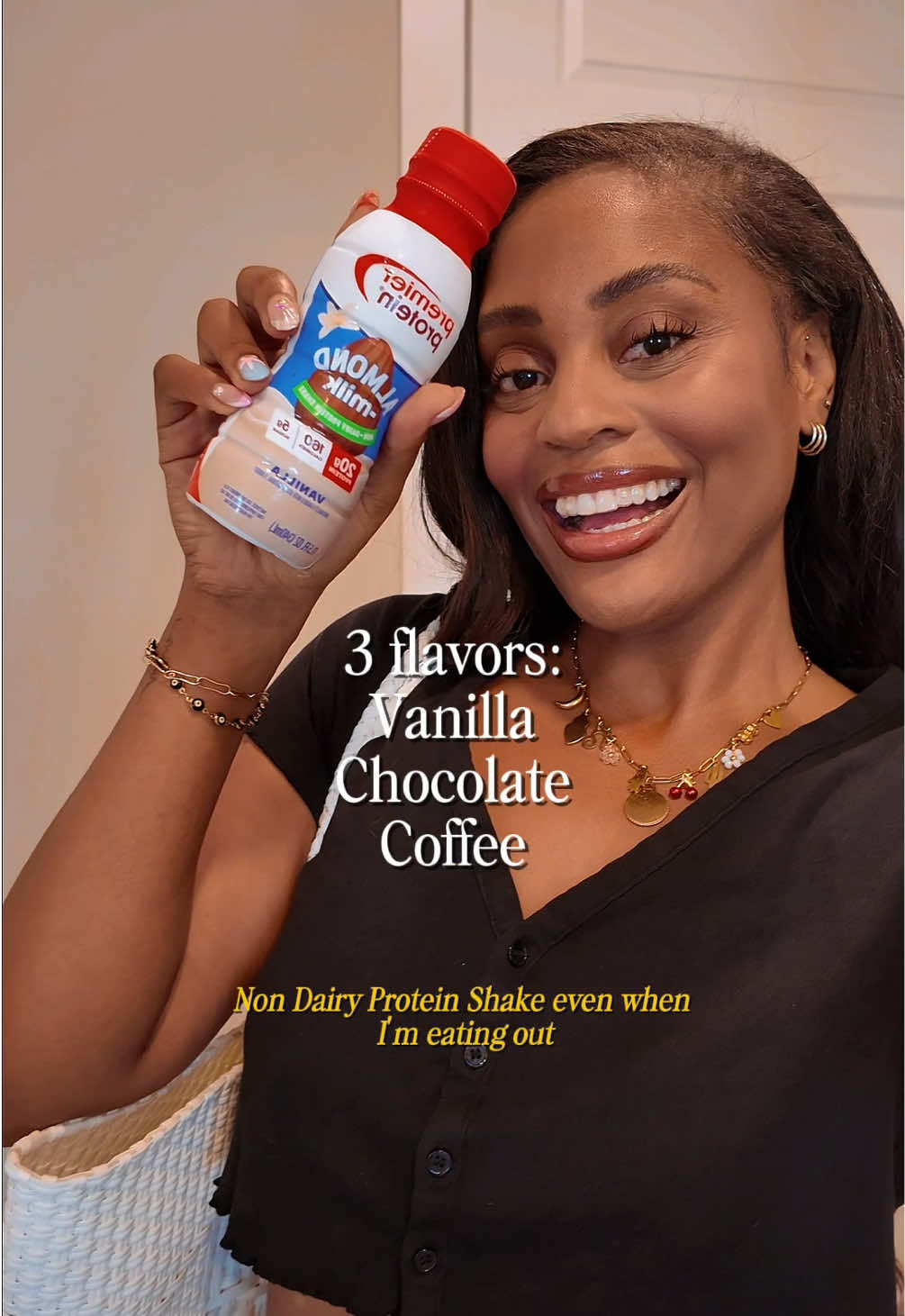 Grab, go, glow.✨ @Aiesha Beasley fuels her wellness era with our Almondmilk Non-Dairy Protein Shake. #PremierProtein #ProteinShake #NonDairyProtein #AlmondMilkProtein