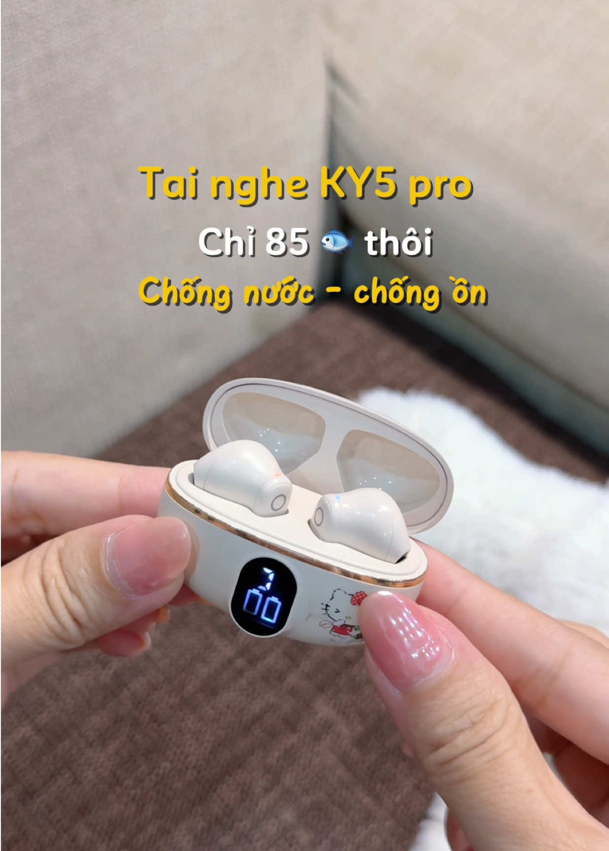Tai nghe ky5 pro nhỏ gon, xinh mà bass nghe hay nha mn. Có 85🐟 thôi nè #tainghe #tainghebluetooth #ky5pro #meoriviu636 #fyp 