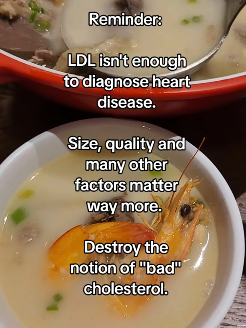 ​LDL isn't the enemy! 🤯 ​Stop the fear of high LDL on a low-carb diet. We’ve been focusing on the wrong number for years! ​The truth about heart health is far more nuanced than a single cholesterol count. What truly matters is the quality and pattern of the particles, not the total amount. ​Here's what your doctor should be looking at: ​Particle Size: Are your LDL particles large and fluffy (A-pattern, harmless) or small and dense (B-pattern, linked to higher risk)? It's the small, sticky particles (often related to excess carbs/sugar) that can pose a problem. ​The VLDL/Triglyceride Connection: High Triglycerides (fat in the blood, often elevated by a high-carb diet) are a major red flag. ​The Crucial Ratio: The Triglyceride/HDL Ratio is a powerful predictor of heart disease risk—far more reliable than total LDL. You want this ratio to be low. ​The takeaway: When you adopt a nutrient-dense, low-carb lifestyle (like Keto or Carnivore), your LDL may rise, but it typically shifts to the protective, large-and-fluffy pattern, while your triglycerides drop and your HDL improves. ​Don't treat the number, treat the cause. ​#ldl  #cholesterolhealth  #hearthealth  #lowcarbliving #carnivore 