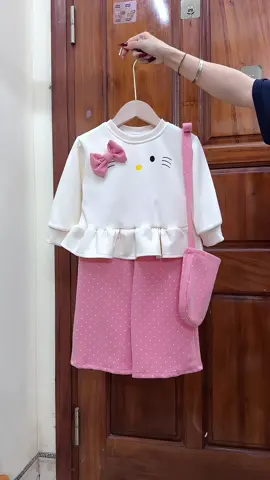 [Tặng Túi] Bộ Mèo Nỉ 2 Da Dày cho bé gái #tiemmeken #bochobegai #bobegai #bothudongchobe #bonichobe 