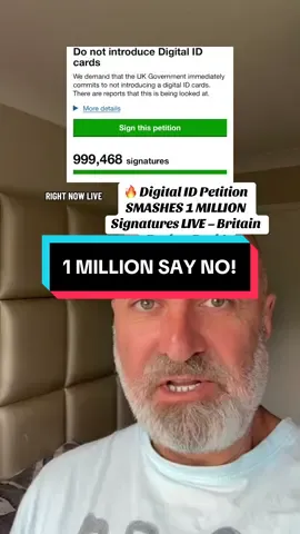 The Digital ID petition has just smashed through one million signatures, and the counter is still climbing in real time. This is one of the fastest-growing petitions in recent UK history, showing exactly how people feel about Labour’s plans to introduce a mandatory digital identity system. The government insists there’s “no requirement to carry it,” but admit you’ll need it to prove your right to work. That’s compulsory in everything but name. The public clearly isn’t buying it. Do you think a million voices will be enough to stop this, or will it be ignored? #DigitalID #UKPolitics #Petition #Labour #Freedom