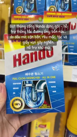 Nhà bạn hay gặp tình trạng cống thoát nước, bồn cầu, bồn rửa bị tắc nghẽn? Đừng lo! 👉 Với bột thông cống Hando dạng gói, chỉ cần vài bước đơn giản là đường ống thông thoáng trở lại. Tiện lợi – dễ dùng – giá hợp lý, nên có sẵn trong mỗi gia đình! 🏠✨ ⸻ #BotThongCongHando #DungCuGiaDinh #NhaBepSachSe #TienLoiMoiNgay #GiaiPhapThongTac