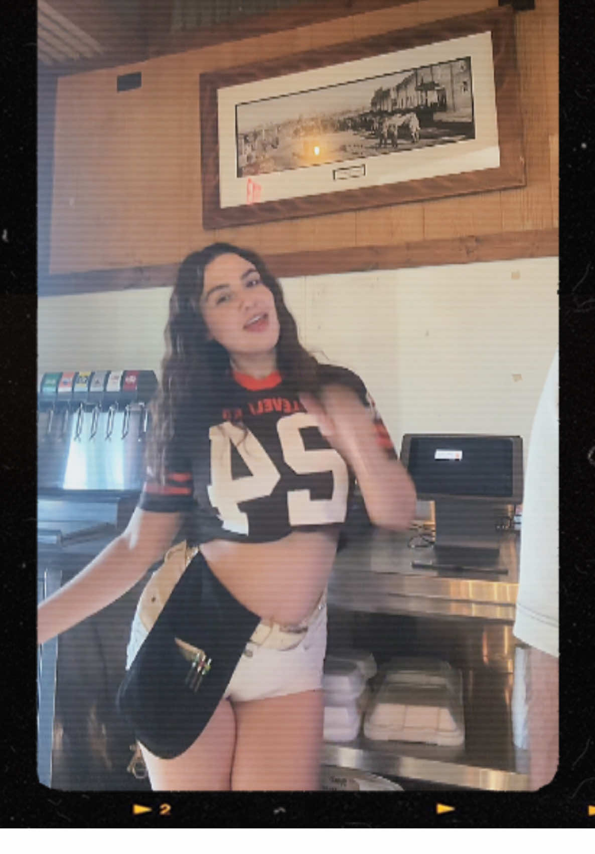 Before the rush at work I have to get my TikToks in  and yes I got so much shit for wearing a Browns jersey in OKC😂😭🤏🏼 #trending #singing #fyp #worklife #cleveland 