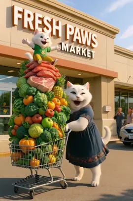 From Grocery Store to Kitchen DISASTER😂 #FUNNYCAT #COOKINGFAIL #FAIMLYFUNNY #catstory #fyp 