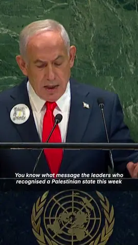 In his address, Mr Netanyahu lashed out at countries that recognised a Palestinian state this week, saying their move sent 