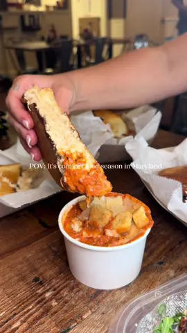 Crabby grilled cheese & soup > #baltimore #fyp #fypシ゚viral #maryland #baltimorefood 