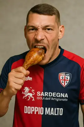 🔴🔵 IL GALLO È TORNATO! 🐓⚽️, Andrea Belotti ha fame di GOL e non solo...😂🍗🍗 #belotti #cagliaricalcio #serieatim #ai #aiart 