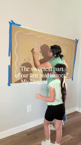 Our very first paid banner 💕 Couldn’t ask for a better little helper by my side 🎨 #bannerpainting #fyp #momlifeunfiltered #sidehustle #sahmlife 
