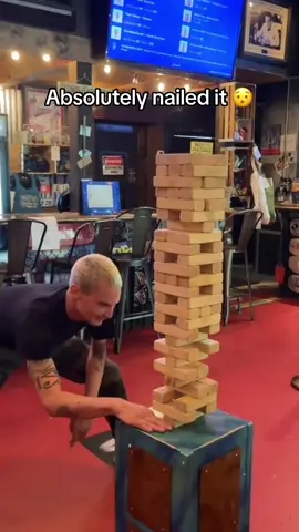 Close one 😂 (via nobaynenogain/IG) #trickshot #jenga