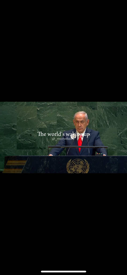 This is the moment when majority of the delegates at the United Nations general assembly made a point of walking out when Netanyahu took to the podium.  Lucky for them, they didn’t have to hear him say that ‘The recognition of a Palestinian state is madness, it is insane and we won’t do it.’ And then go on to call countries who recognised Palestine, ‘A disgrace,’ as though he himself isn’t actively carrying out one of the worst genocides in human history. When i say the world is waking up, i’m talking about the shift in geopolitical dynamics. Countries are no longer scared to stand up against Trump and Netanyahu making such moment historic. But it is by no means praiseworthy- it’s 2 years and an estimated 680,000 lives too late and it means nothing if they can’t physically stop the genocide that’s unfolding in plain sight while holding people accountable for such a heinous crime.  #unitednations 