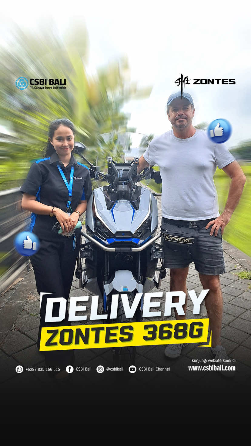Delivery ZONTES 368G Motor adventure super keren ini sudah sampai di tangan pemiliknya. Motor yang menggabungkan desain futuristik dan mesin tangguh 368cc kini resmi mengaspal di jalanan Bali. Ingin segera memulai petualanganmu? Dapatkan ZONTES 368G di dealer CSBI Bali! Info lebih lanjut hubungi 087835166515 www.csbibali.com . #ZontesIndonesia #Zontes368G #AdventureBike #MotorBali #CSBIBali  