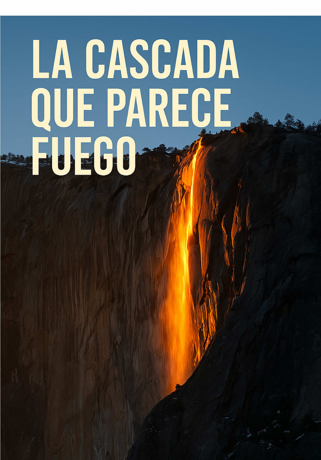 En Yosemite, California, una cascada se transforma en fuego durante unos minutos al atardecer. 🔥💧 Un espectáculo natural tan raro que ocurre solo unos días al año y atrae a miles de visitantes. #yosemite #california #usa #cascada #fenomenonatural
