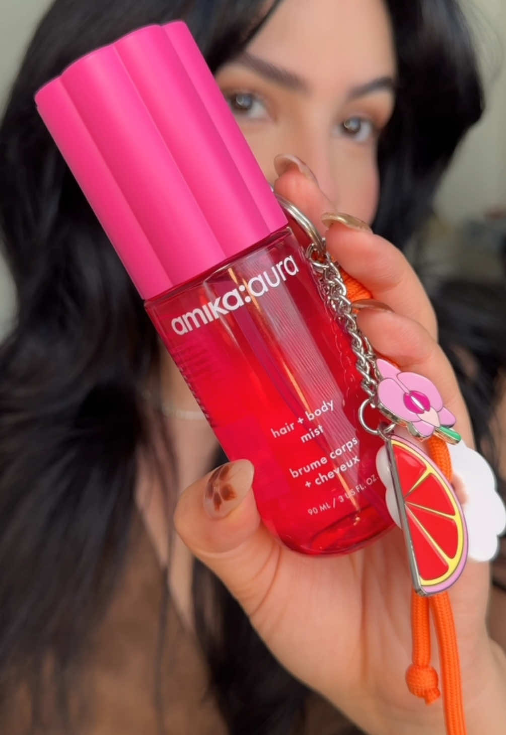 Obsessed with @amika Aura Hair & Body Mist 🧡🩷 #amika #hairmist #haircare #amikahairproducts #amikahair 