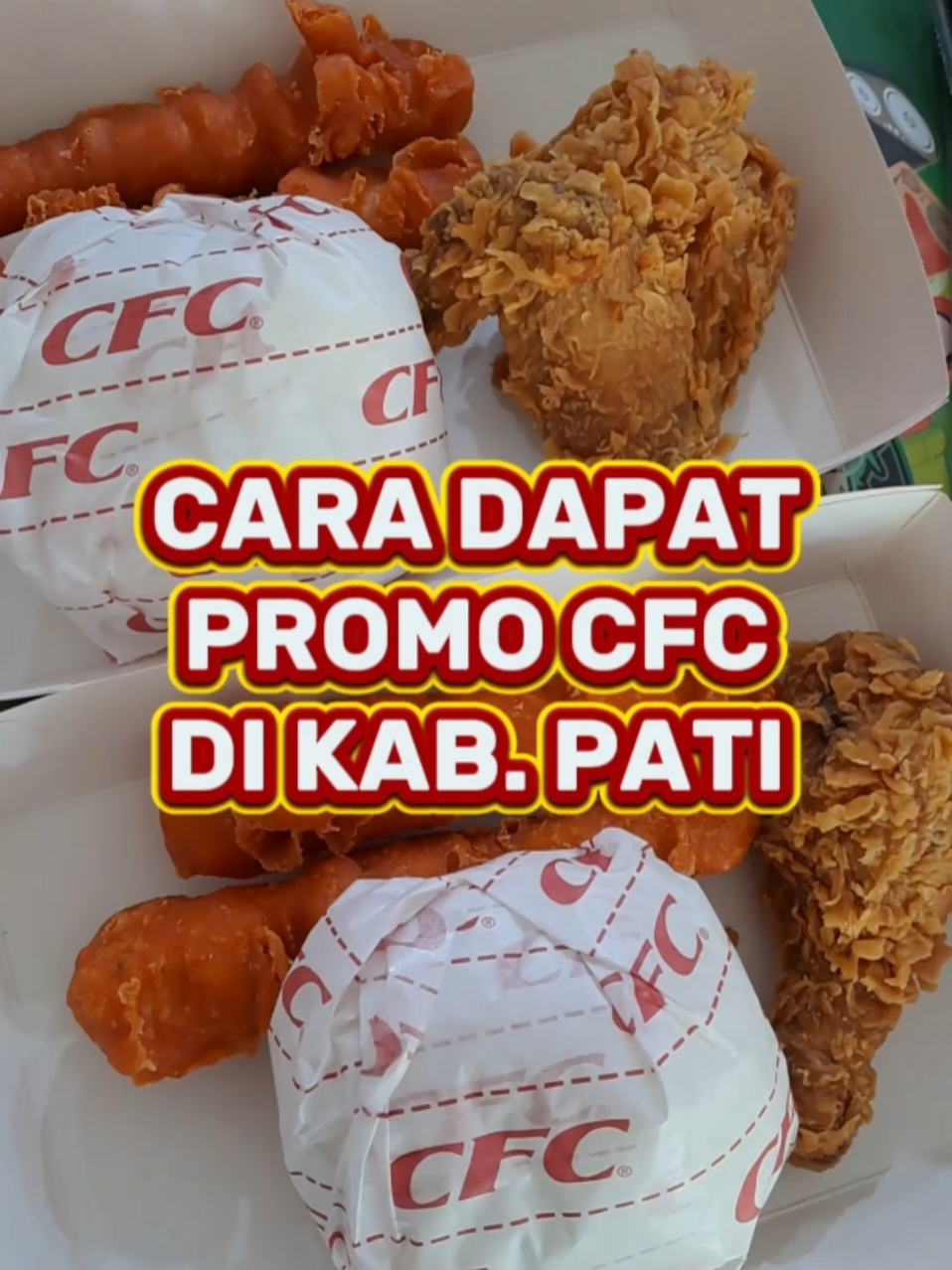 Cara Dapat Promo di CFC Pati‼️ Halo guys, CFC Pati ternyata ada promo diskon sampai 50%! Buat kalian yang pengen beli CFC, langsung aja cobain. Berikut KPS kasih tips cara dapetin promonya melalui TikTok. 1. Buka Aplikasi TikTok 2. Klik lokasi maps di kanan bawah video ini 3. Muncul beberapa promo, pilih yang kamu suka 4. Lakukan pembayaran sesuai yang telah disediakan 5. Muncul barcode, simpan 6. Bawa bukti barcode pembayaran dan tunjukkan pada kasir CFC Pati 7. Tunggu di proses 8. CFC siap dimakan dan dibawa pulang  Selamat mencoba guys! ___ NB : . Jika ditanya, dapat info kuliner dari instagram @kulinerpatisukses . . Kuliner jajananmu pengen di post atau dikunjungi? Silahkan DM atau TAG #kulinerpatisukses ___ Sukses terus kuliner jajanan di kota pati! Mantap Kulinere Sukses Usahane!  #pati #aslipati #kotapati #kulinerpatisukses 