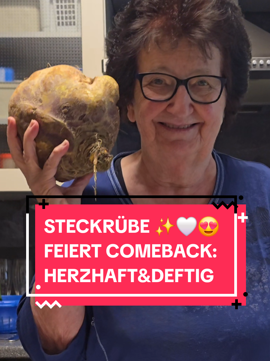 Heute kocht Oma einen echten Klassiker: Steckrübeneintopf... deftig, wärmend und genau das Richtige für die kälteren Tage. ❤️ Ein Gericht, das nach Kindheit, Heimat und ganz viel Gemütlichkeit schmeckt. 👉 Habt ihr Steckrüben schon mal probiert oder ist das für euch so ein „vergessenes Gemüse“? . . . Steckrübeneintopf für 10 Personen  1 dicke Stange Lauch  1 Steckrübe ca. 1 Kg  2 mittelgroße Möhren  4 mittelgroße Kartoffeln 2 EL Öl 2 EL Zucker  1,5 Liter Gemüsebrühe  4 Mettenden  Selleriegrün, Maggikraut nach Bedarf (für den Geschmack)  Salz, Pfeffer, Chili 1/2 Bund Petersilie  1 Becher Schmand . . . #omaundvanessa #fyp #viralestiktok #FoodTok 