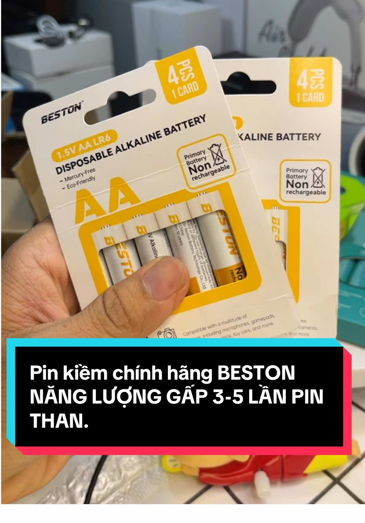 Pin kiềm chính hãng BESTON, dung lượng cao gấp 3-5 lần pin than truyền thống, Không chảy nước, không rỉ sét, an toàn cho thiết bị, sức khỏe. Tiết kiệm chi phí. Thân thiện môi trường. #pinkiem #pinAA #pinAAA #pintieu #tiktokshop 