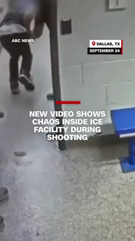 New surveillance video obtained by ABC News shows Immigration and Customs Enforcement agents and detainees taking cover as shots are fired at the detention center in Dallas. One detainee is dead and two more are in critical condition following the shooting, according to the Department of Homeland Security. #cnn #news