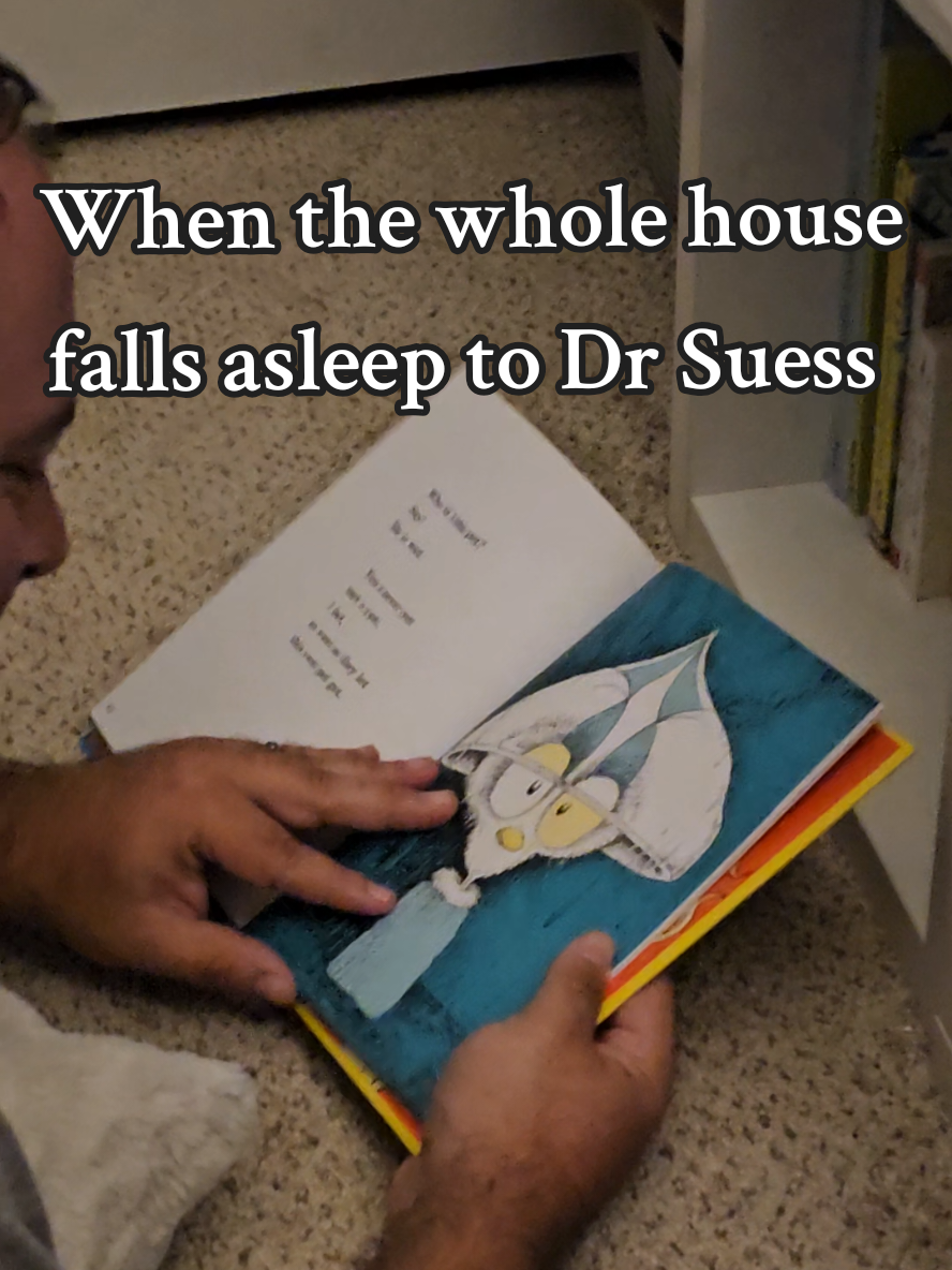 The real MVP is Dad... reading to an unconscious audience. Baby down. Dog down. Dad still going strong. 😂