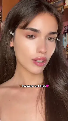 which side?🩷🤎 #bronzer #blush #makeup #makeuphacks 