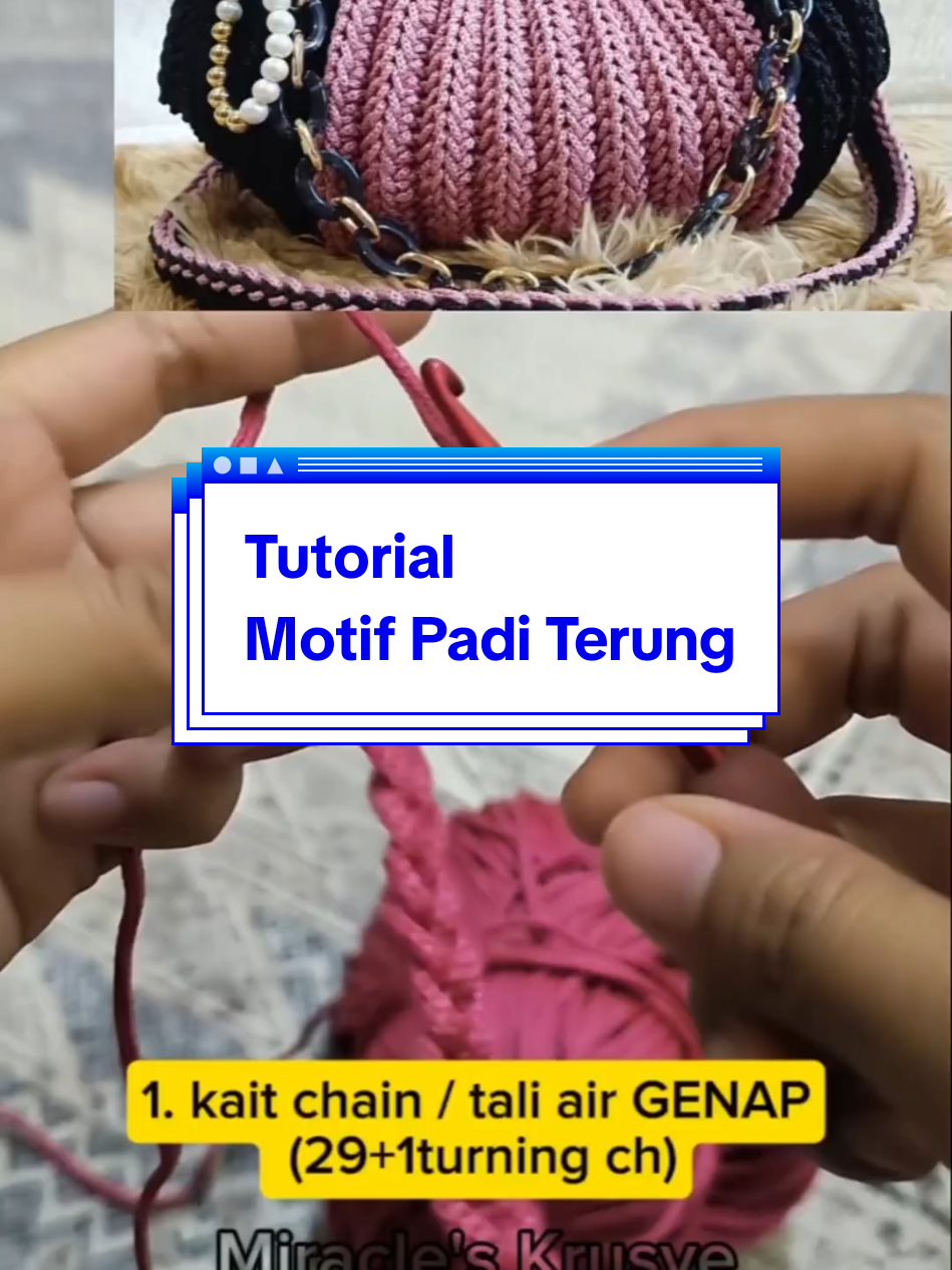 Tutor Motif Padi.  utk bilangan boleh cek vid 1 lgi.  utk bag hitam + pink start 30ch utk bag hitam + kelabu start 50ch  utk header boleh turtle neck// slip stitch melintang // + cap  selamat mencuba. kalu bermanfaat boleh share. Tq #MiraclesKrusye #relaxationtherapy #handmadewithlove 
