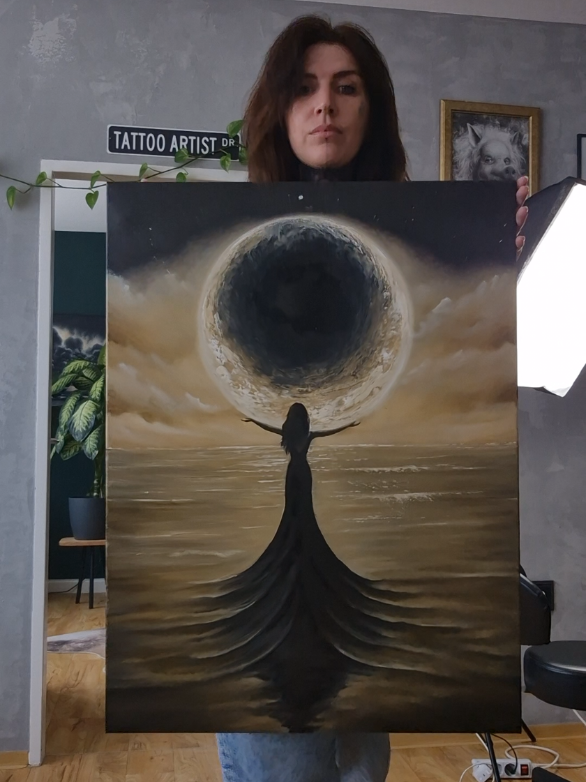i love this picture 🌑🤍 #artist #painters #oilpainting #painting #arttiktok 