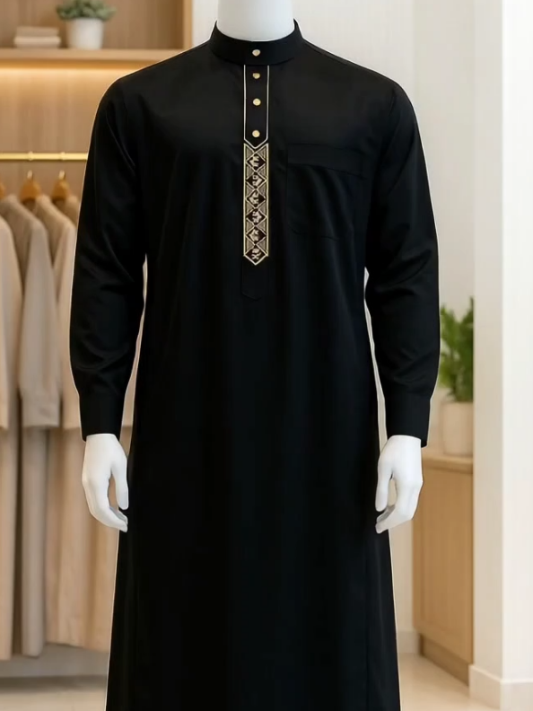 Jubah pria muslim slimfit jubah gamis pria lengan panjang Bordir busana muslim baju jubah muslim Katun Toyobo Manset Dewasa Hitam Putih Arab #jubahpria #videoviral #bismillahfyp 