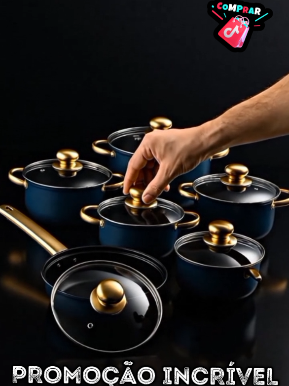 Kit 6 Panelas Talheres em Aço inoxidável conjunto com 18 peças antiaderente com alça  #panelasnovas  #panelas #panelastalheres #tiktokshop #promocaotiktok 