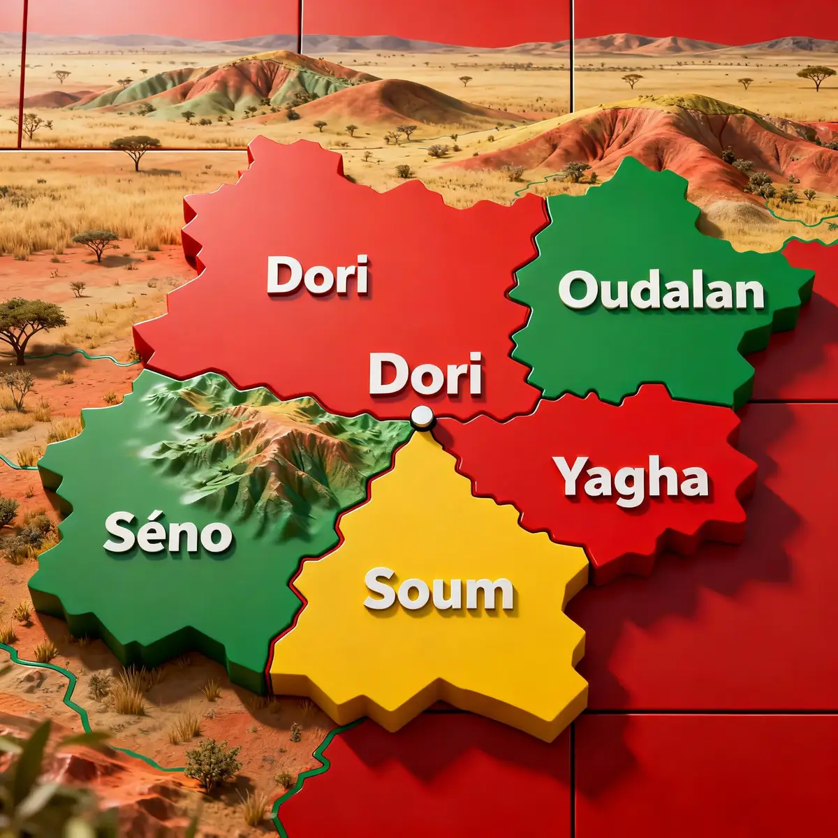 La région du Sahel au Burkina Faso est divisée en quatre provinces : l'Oudalan, le Séno, le Soum et le Yagha. @El-Hadij-Said🇧🇫🌧️🌚🌞🌝 