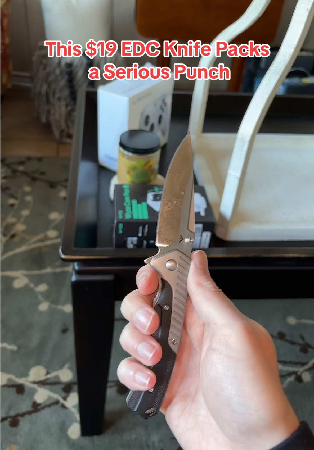 The perfect everyday carry knife. This folding EDC features a D2 steel blade, aluminum handle, and pocket clip. Built for reliability, priced for value. Only $19.  #EDC #EverydayCarry #PocketKnife #CampingGear #tiktokshopdealsforyoudays 