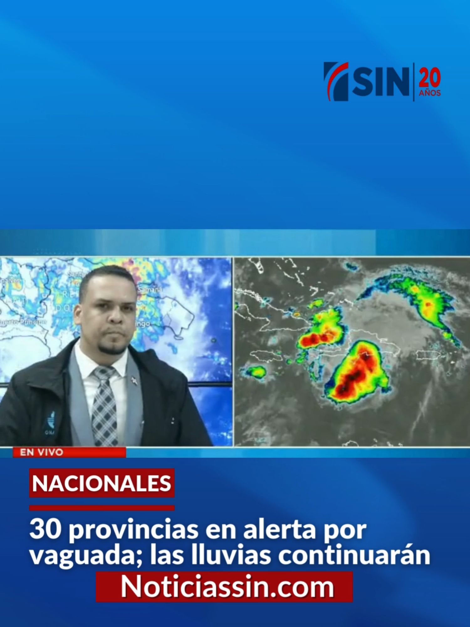 El Centro de Operaciones de Emergencias aumentó este viernes a 30 las provincias bajo alerta, cinco de ellas en rojo, debido al paso de una onda tropical combinada con una vaguada, fenómeno que ha provocado intensas lluvias en gran parte del país. Mientras ya se han registrado inundaciones urbanas en la capital y en los barrios vulnerables comienzan a tomar medidas. Más detalles en nuestro periódico www.noticiassin.com