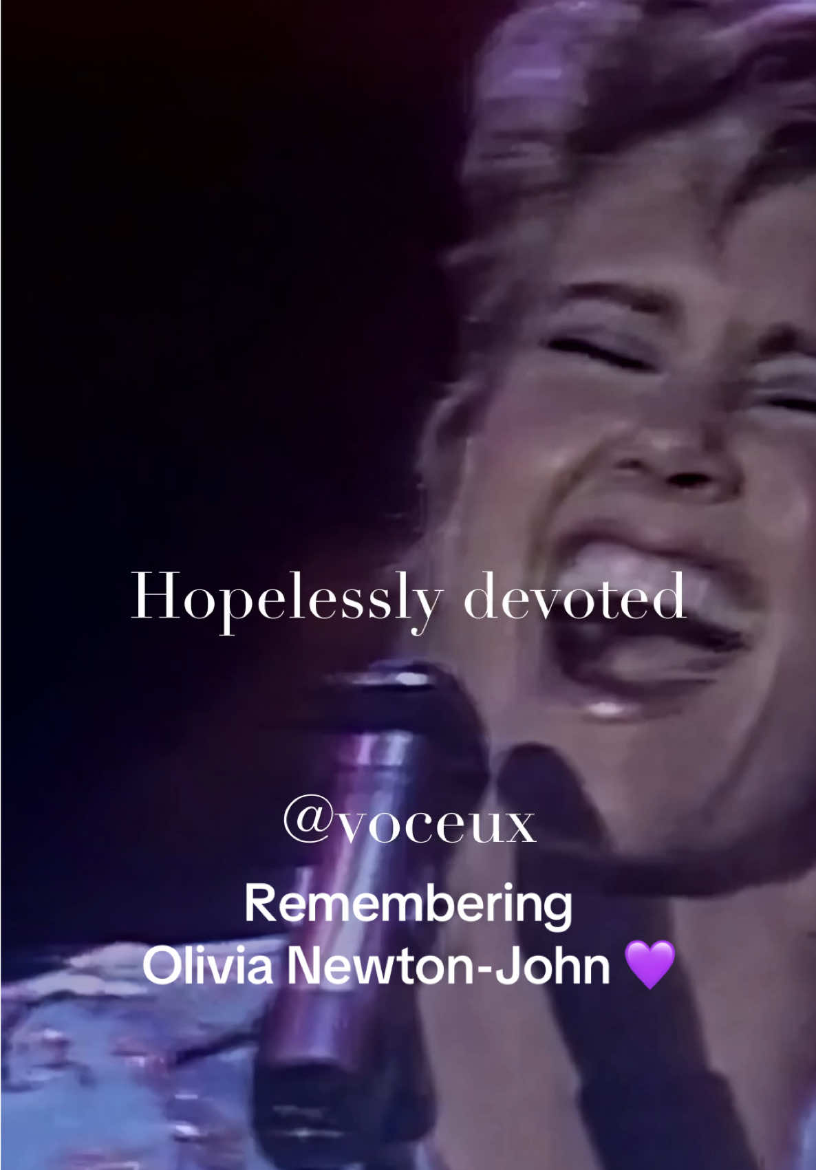 Remembering Olivia Newton-John on her birthday today 💜 One of her most iconic songs, Hopelessly Devoted to You, written by John Farrar for the 1978 movie Grease. I made this acapella version from her 1982 live performance, her unforgettable voice lives on. #Voceux #Acapella #VocalsOnly #OliviaNewtonJohn #Grease @Olivia Newton-John 