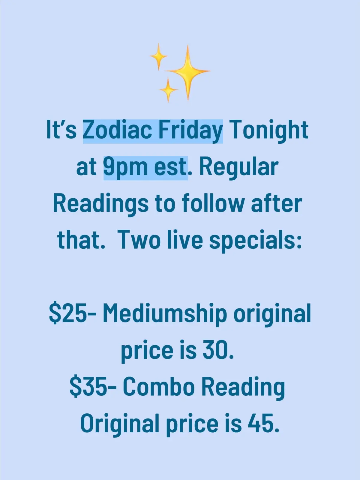 Specials this weekend only for mediumship and combo don’t miss your chance 