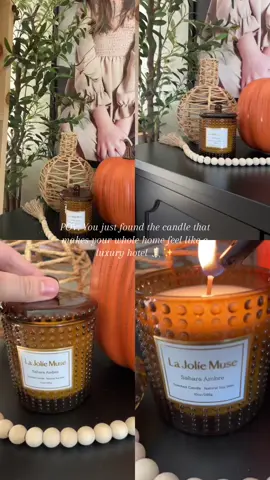 This La Jolie Muse Sahara Ambre candle is such a vibe — rich, warm, and instantly makes your space feel elevated. Perfect for cozy nights in, self-care routines, or gifting 🎁  #LuxuryCandle #HomeDecorFinds #CandleTok #TikTokMadeMeBuyIt #HomeAesthetic 
