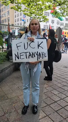 Met the incredible Kate at the NYC protest today. Her sign says it all.... @Kate #newyork #nyc #protest #ceasefirenow #gaza 