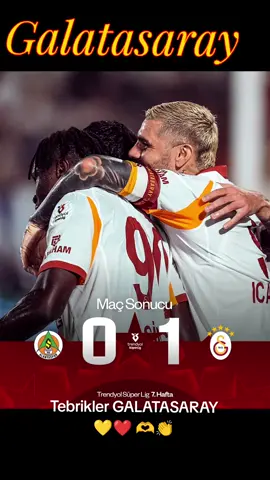 7 maçta 7 galibiyet alarak Süper Lig tarihimizdeki en iyi başlangıcı yapıyoruz! 🧿 Maç sonucu: C. Alanyaspor 0-1 Galatasaray 👏🫶💛❤️🦁 #galatasaray #ultrAslan #alanyaspor  #singo  #icardi🇦🇷⚡ 