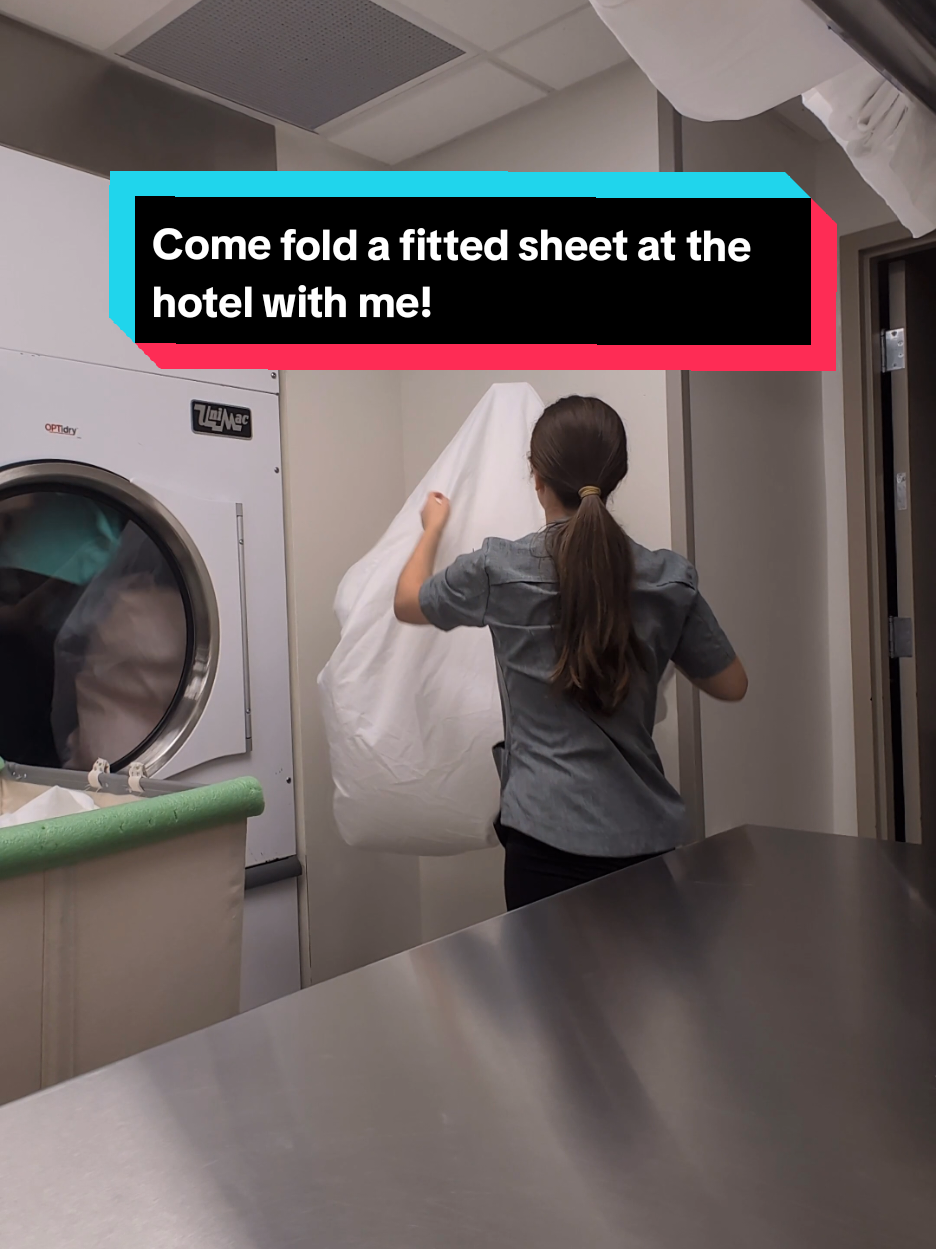 Replying to @meg6980 Come fold a fitted sheet at the hotel with me! #hotel #work #fypシ #fyppppppppppppppppppppppp #laundry 